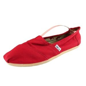 Toms Women Sz 8‎ M Red Flat Fabric Shoes